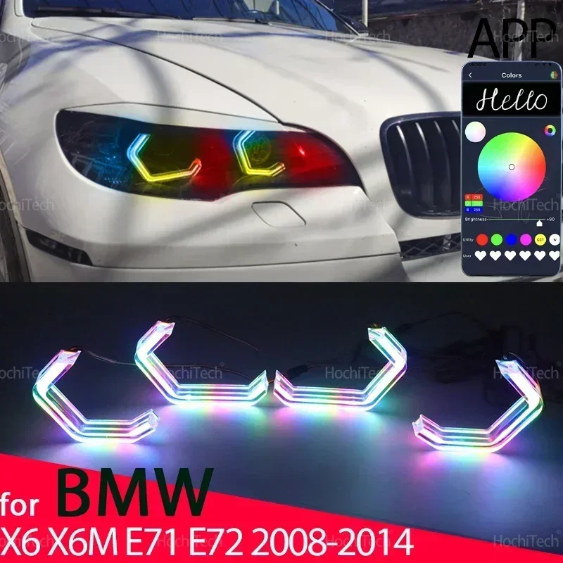 

For BMW X6 X6M E71 E72 2008-2014 Dynamic Car-styling Multi-colored App Control LED Rings M4 Style Turn Signal Light