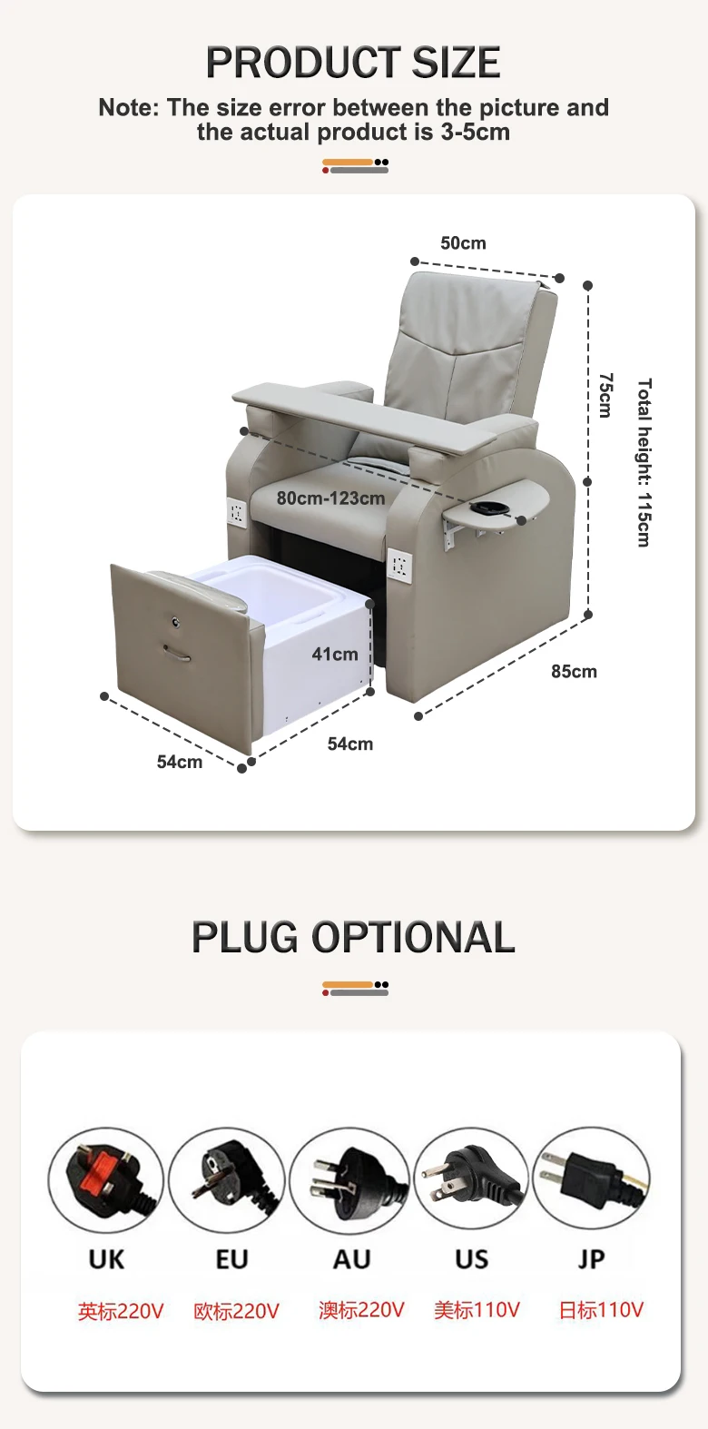 Tragbares Fußmassage-Sofa, ausgestattet mit hochdichtem Rückprall-Schaumstoffkissen, Rückenmassagefunktion, kein Wasseranschluss erforderlich. – Detail 9