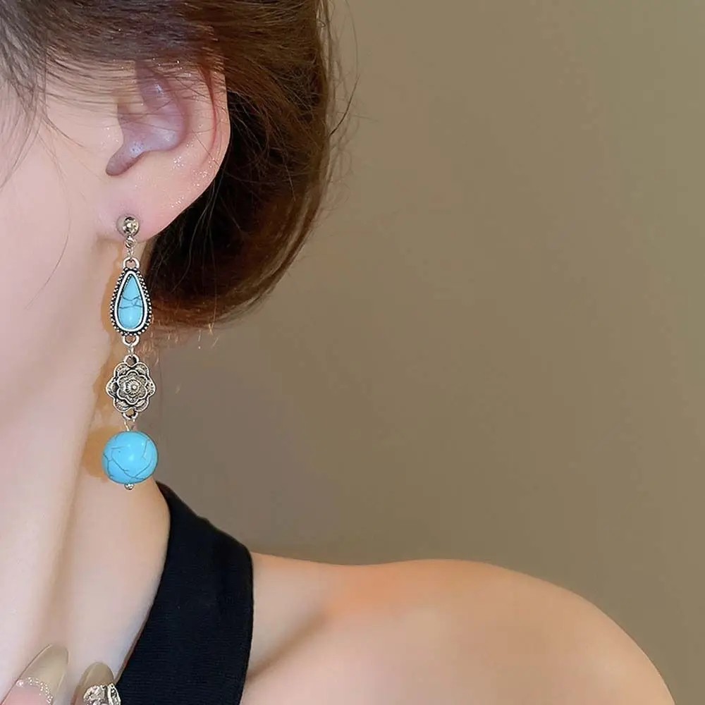 Water Droplet Shape Western Country Earrings Jewelry accessories Fashion Ornament Turquoise Earrings Streetwear Exquisite