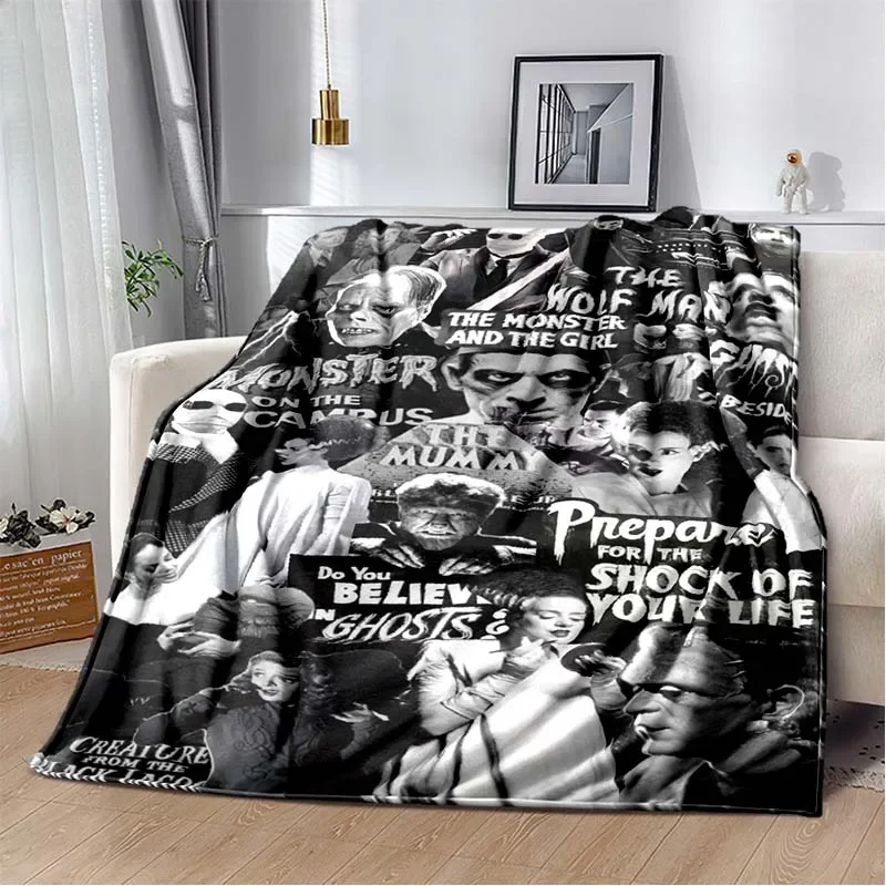 B-Bride of Frankenstein Flannel Soft Warm Blanket Retro Blanket Bed Bedroom Living Room Sofa Travel Picnic Blanket Birthday Gift