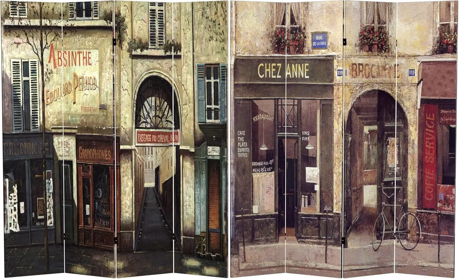 

6 футов. Высокая двусторонняя ширма-перегородка для комнаты в стиле французского кафе, 4 секции, отдельно стоящая, складная, для обеспечения приватности