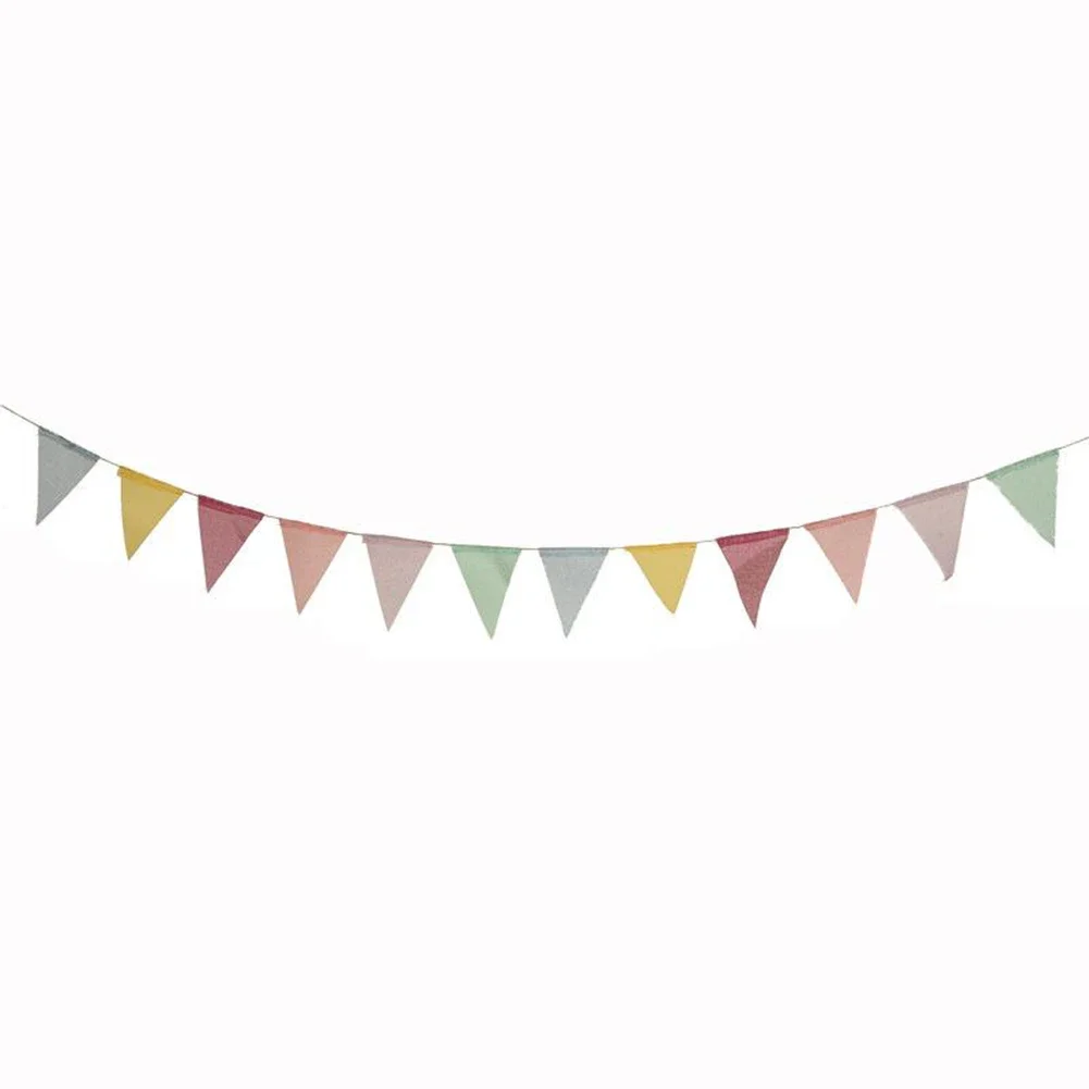 12 Flags Colorful Birthday Bunting Banner Faux Burlap Triangle Outdoor Bunting Garden Wedding Party Decoration