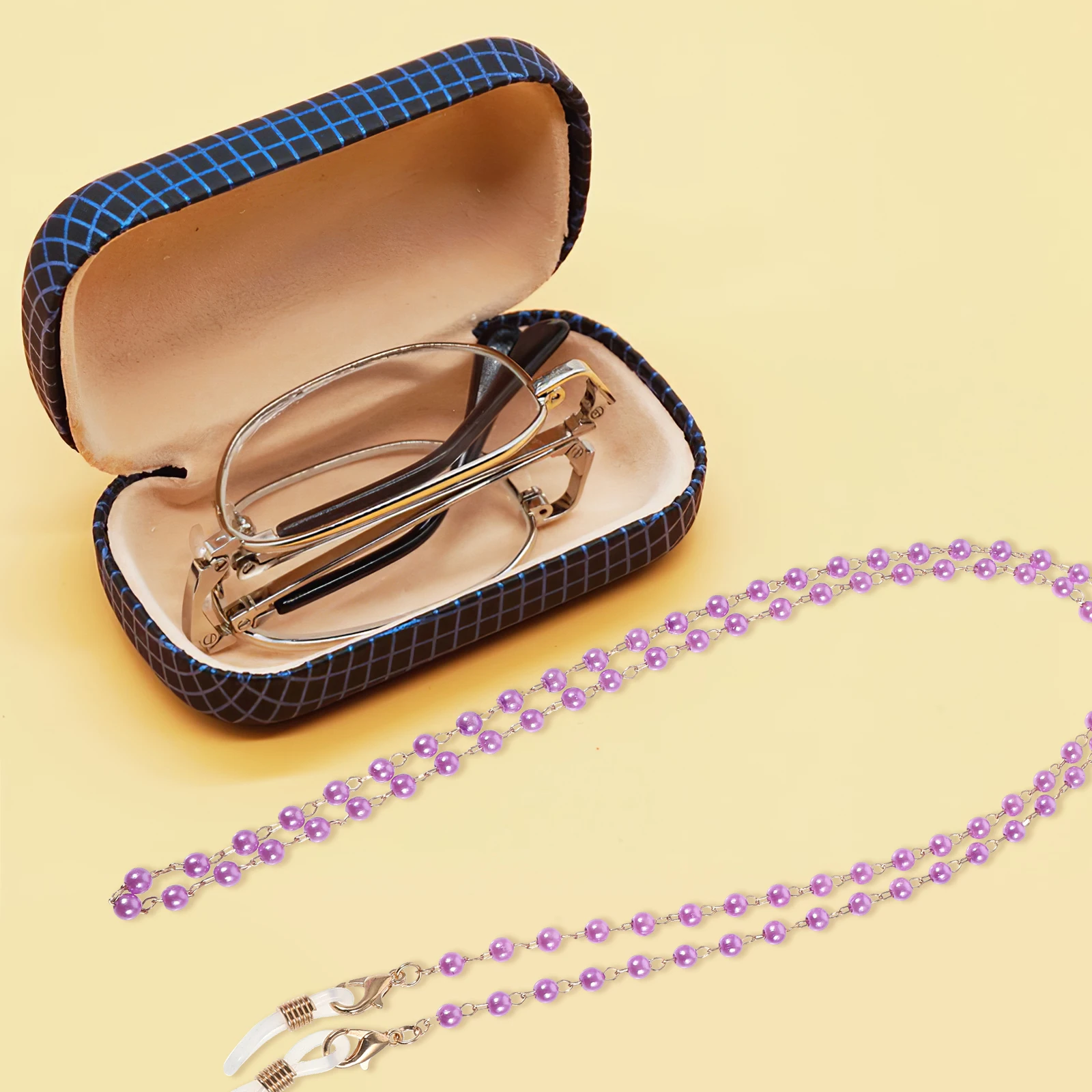 

Delicate Eyeglass Chain Adjustable Silicone Ends Metal Coils Simple Fashion Sunglasses Cord Neck Strap Holder Purple Eyeglasses