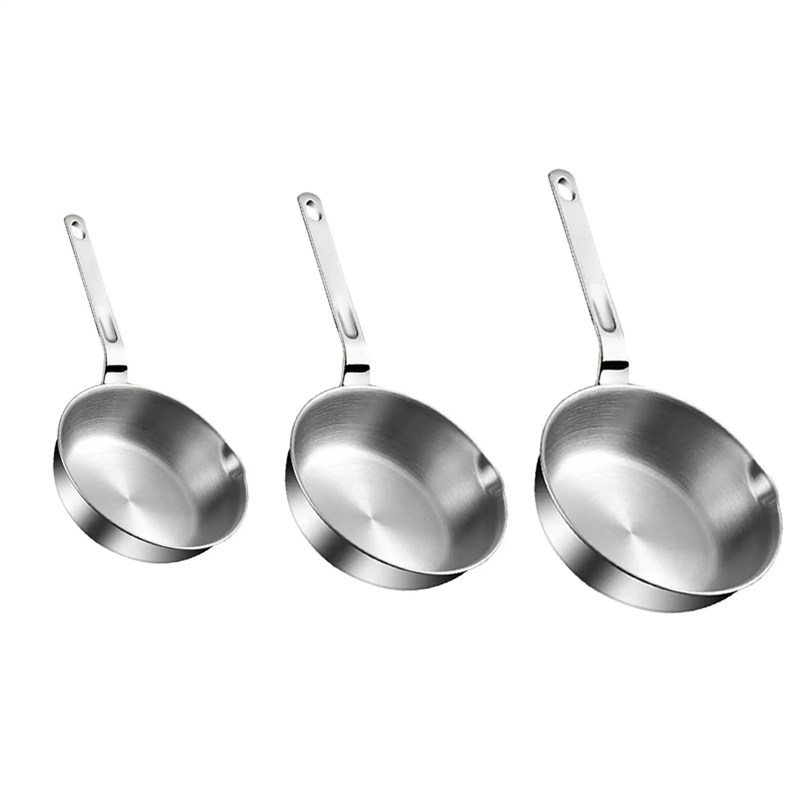 Stainless Steel Frying Pan with Long Handle Cooking Eggs Sandwich Fried Steak Pot for All Stovetops Gas Home Stoves Kitchen