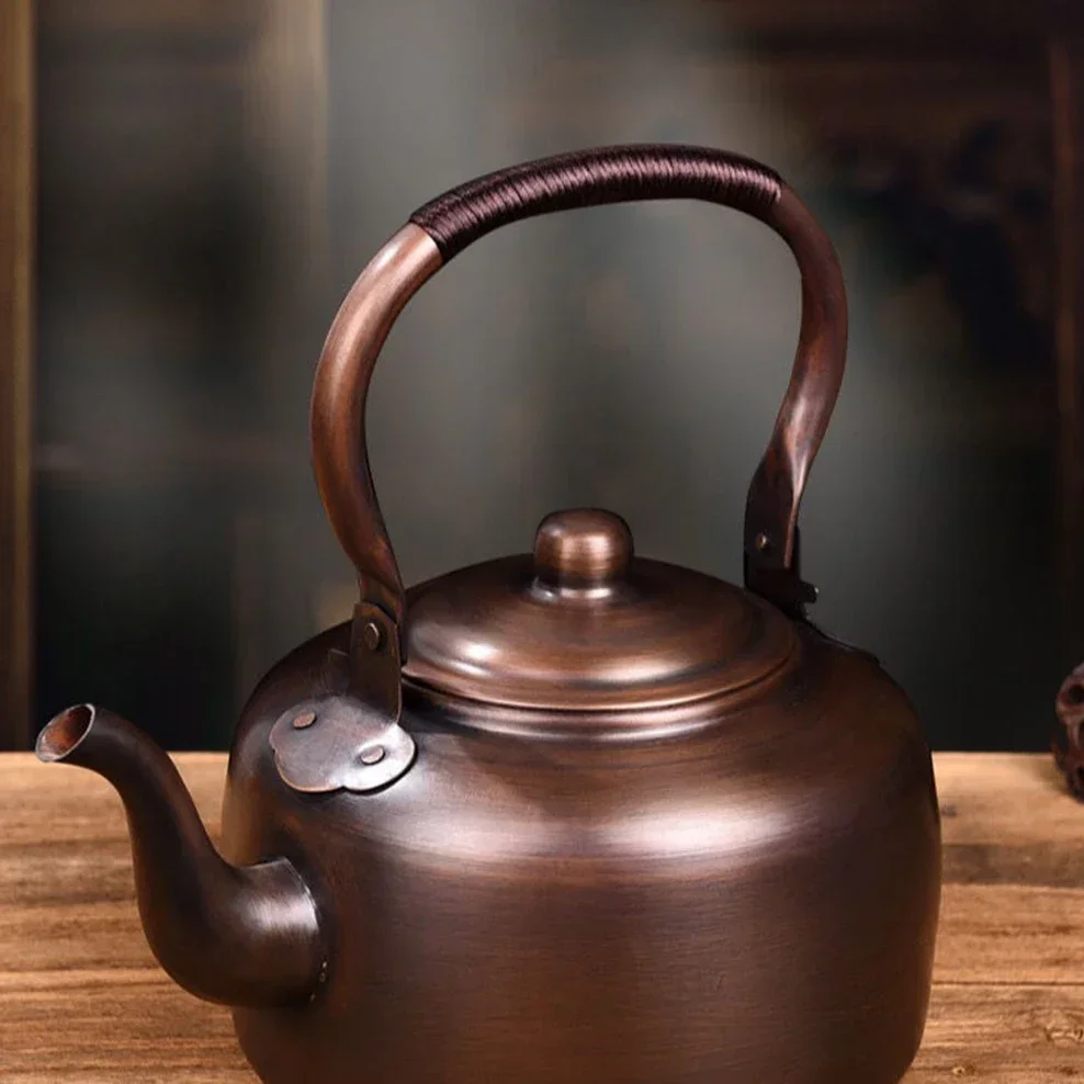 3L Pure Red Copper Boiling Kettle Handmade Vintage Copper Pot Home Teapot For Gas/Induction Cooker Tea Infuser Health Tea Kettle