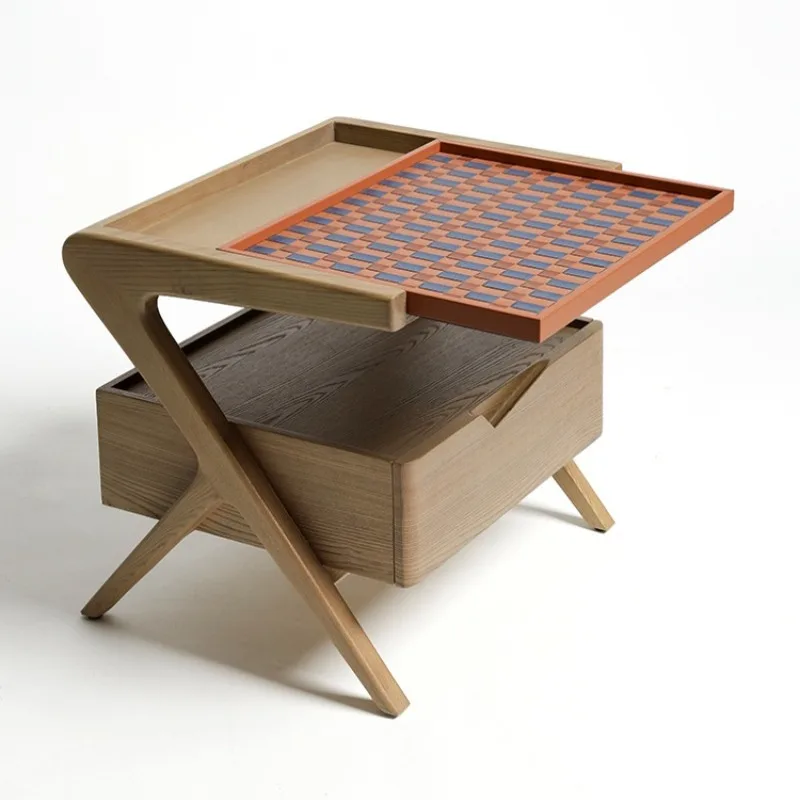 

Removable Tray "Elm Solid Wood Bedside Table with Drawers