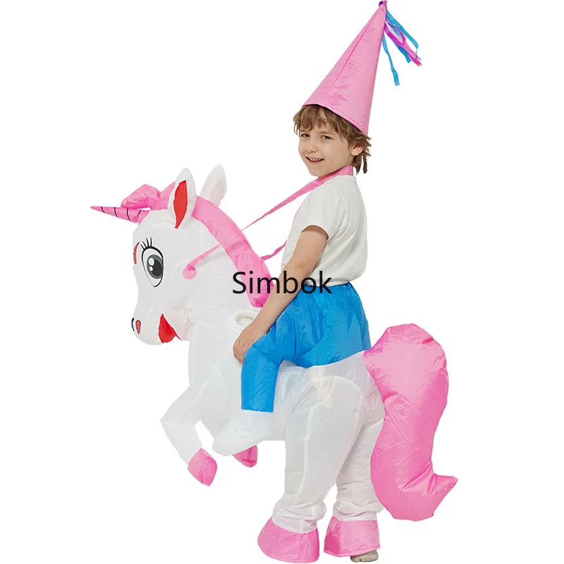 

Halloween Funny Cartoon Costume Walking Pegasus Riding Props Unicorn Inflatable Clothes Pants Children and Adults