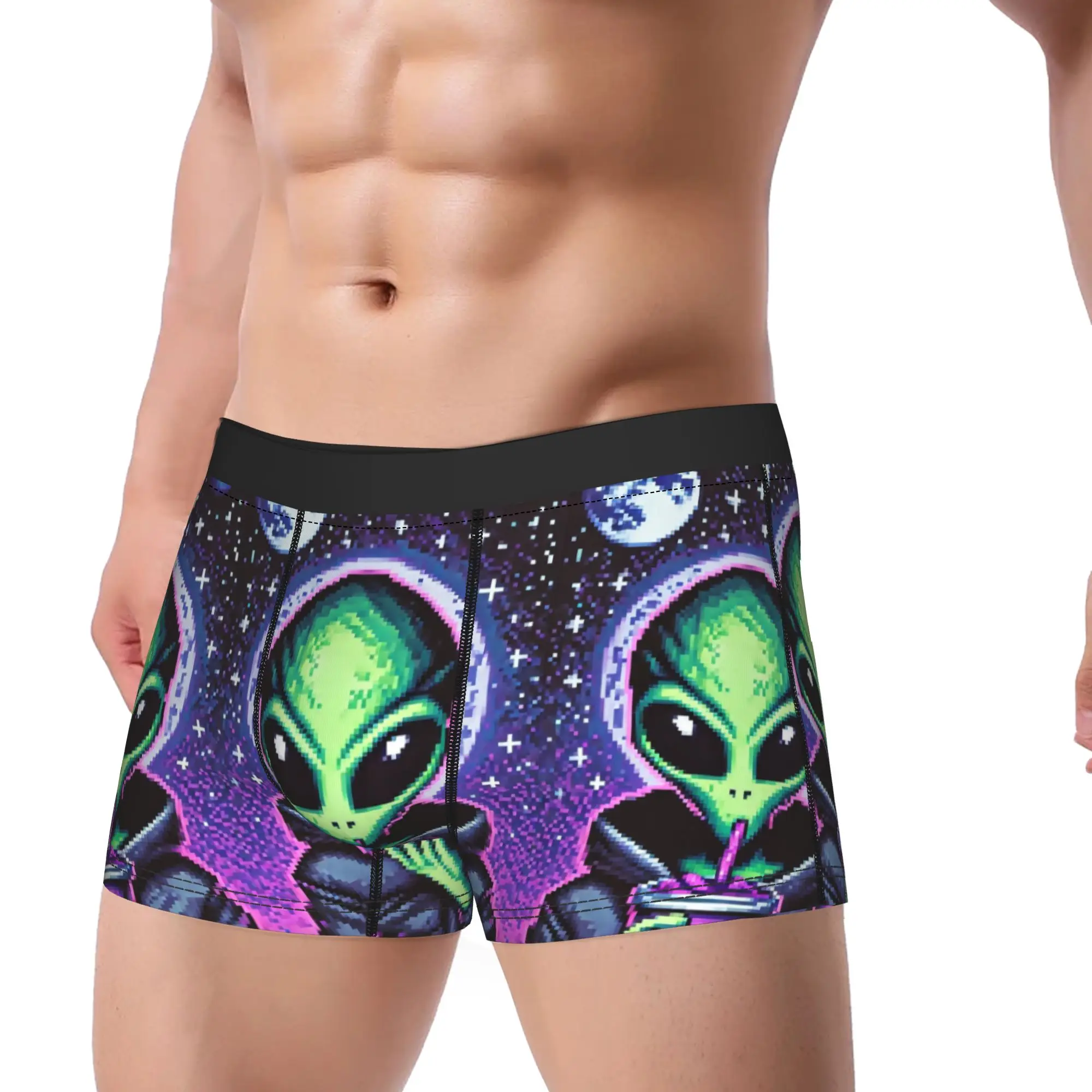 Space Alien Portrait Underwear  Male Shorts Briefs Breathable Boxershorts Quality Print Large Size Underpants