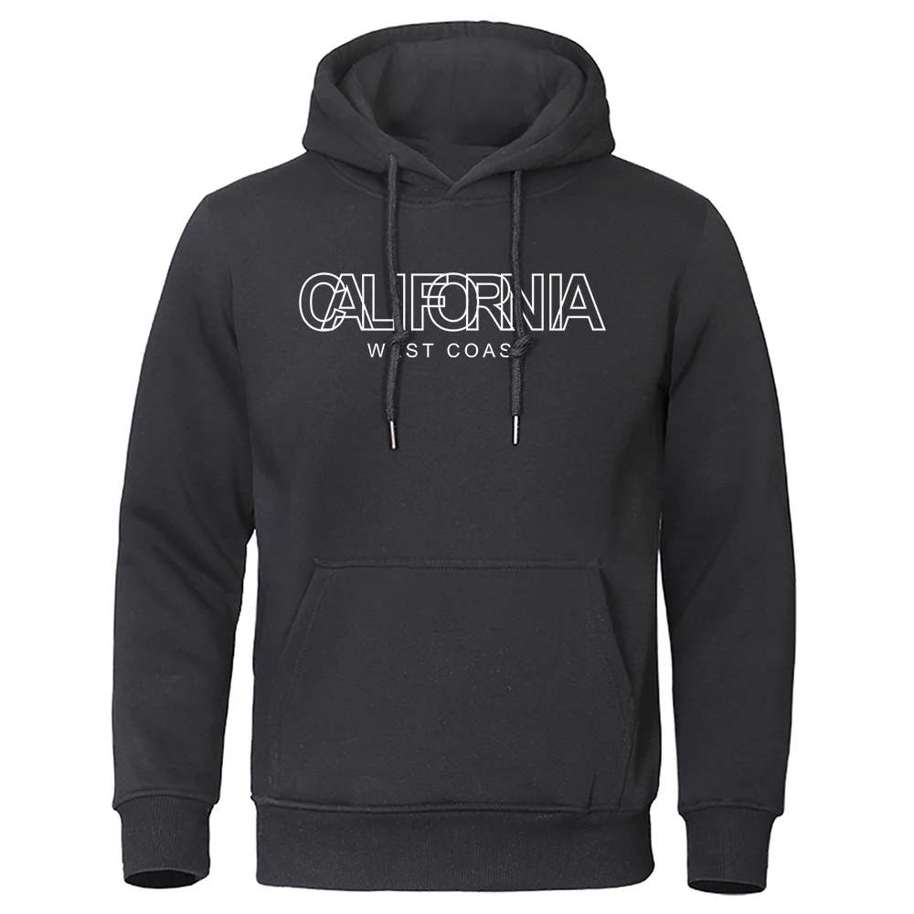 California West Coast Personality Letter Mens Hoodie Casual New Oversized Pullovers Fashion Warm Hoody Fleece Loose Men Clothing