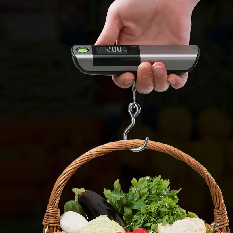 Portable Electronic Scale with Rule Household Small 50kg Portable Mini Hook Weighing High-Precision Luggage Weighing Device