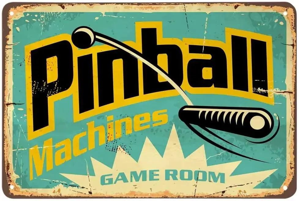 Pinball Tin Sign,Pinball Game Room Vintage Metal Tin Signs for Cafes Bars Pubs Shop Wall Decorative Funny Retro Signs