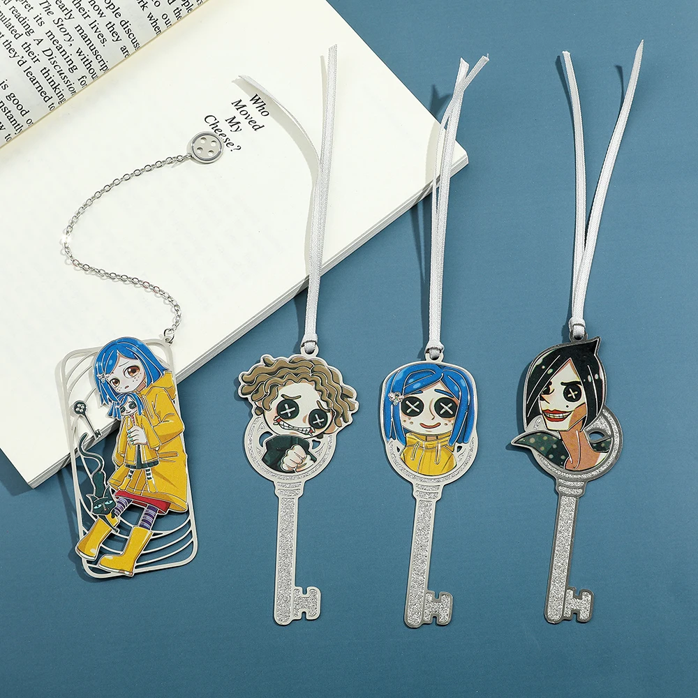 Anime Coraline Bookmarks Horror Movie Halloween Hollow Bookmark Learning Stationery Page Marker Supplies Festival Gift