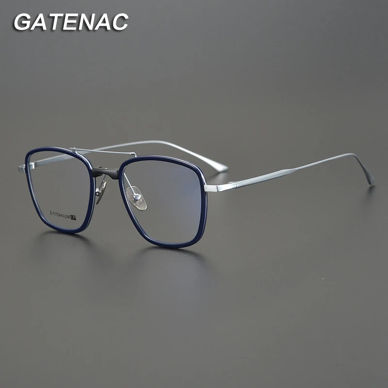 

Vintage IP Titanium Glasses Frame Men Square Myopia Prescription Optical Eyeglasses Frame Women 2022 New Luxury Brand Eyewear