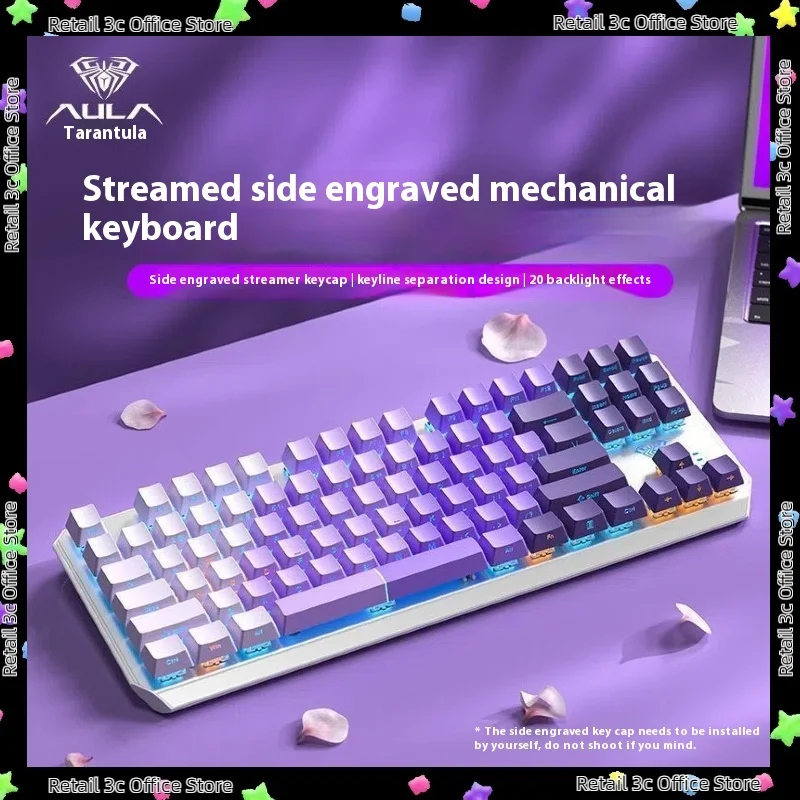 

Aula F3087 Mechanical Keyboard 87 Key Streamer Rgb Side Engraved Esports Game Office Small Portable Mechanical Gamer Keyboard