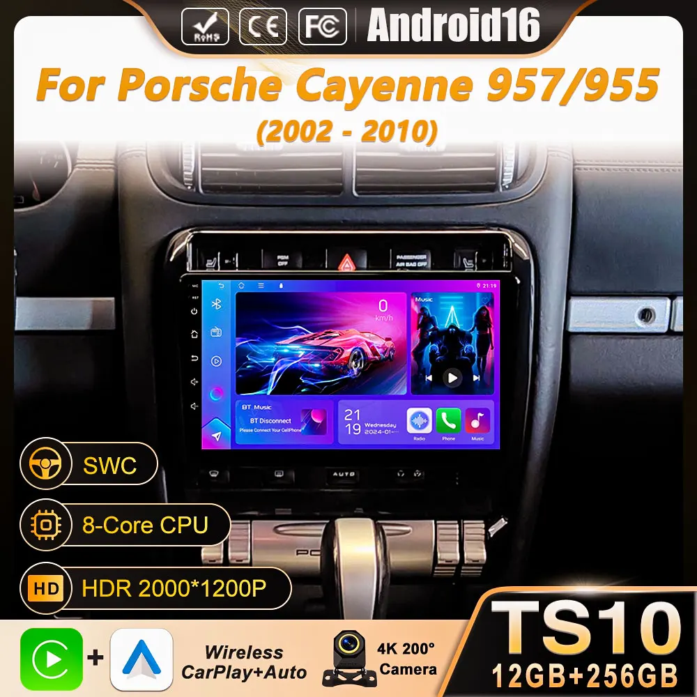 Android 16 Car Radio Car Multimedia Video Player WIFI for Porsche Cayenne 957/955 2002 - 2010 HeadUnit GPS Autoradio Carplay BT