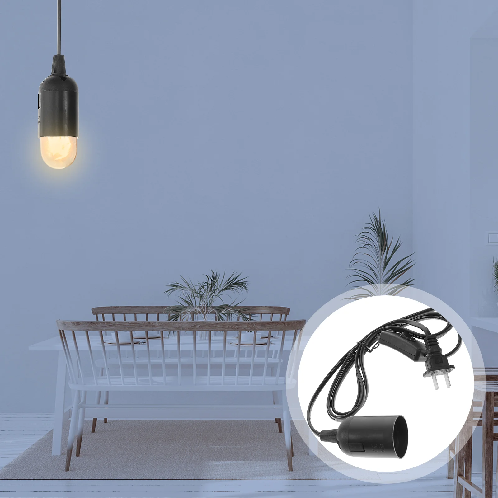 Hanging Lamp Holder with Wire Two-prong Flat Plug Cord Socket Dental Curing Light Pvc