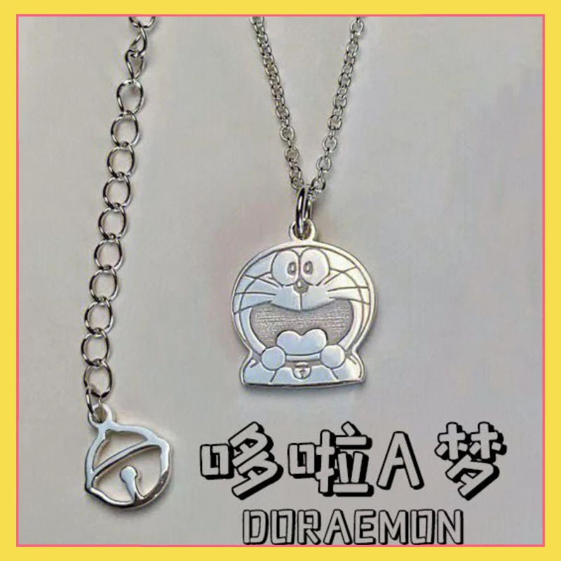 

925 sterling silver anime cartoon cute Doraemon necklace female student best friend ins niche design collarbone chain