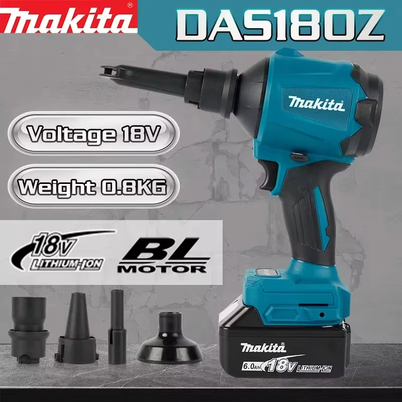 Makita DAS180 Brushless Air Blower High Power Cordless Air Dust Removal Gun For Blowing Dust In Narrow Spaces Power Tools