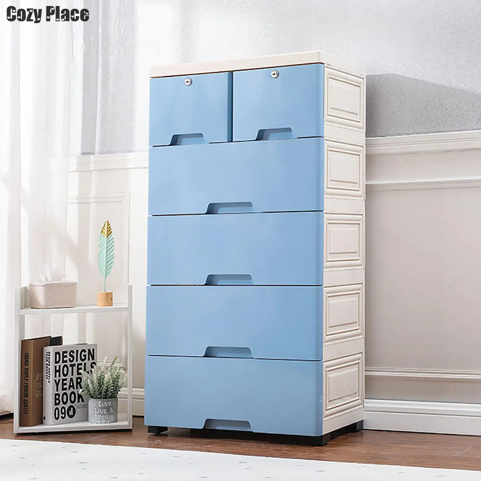 Drawer Unit Thickened Plastic Storage Organizers for Bedroom Clothes Tower Locker Cabinet Clothing Organizer Pink/Blue