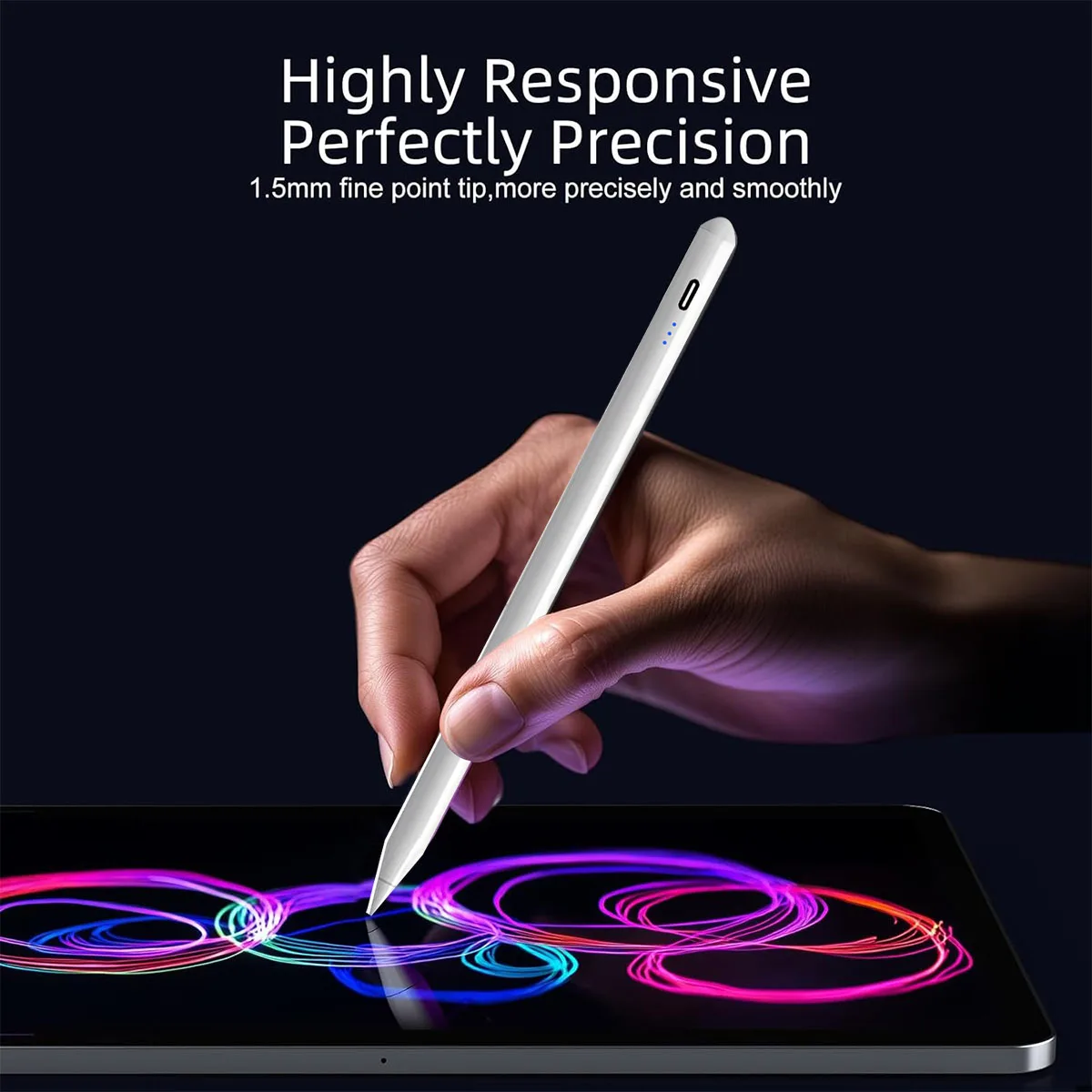 Stylus Pen for Apple iPad: Fast Charge for iPad Pencil Apple Pen with Palm Rejection Tilt Sensitivity - Pen for iPad 10/9/8/7/6,