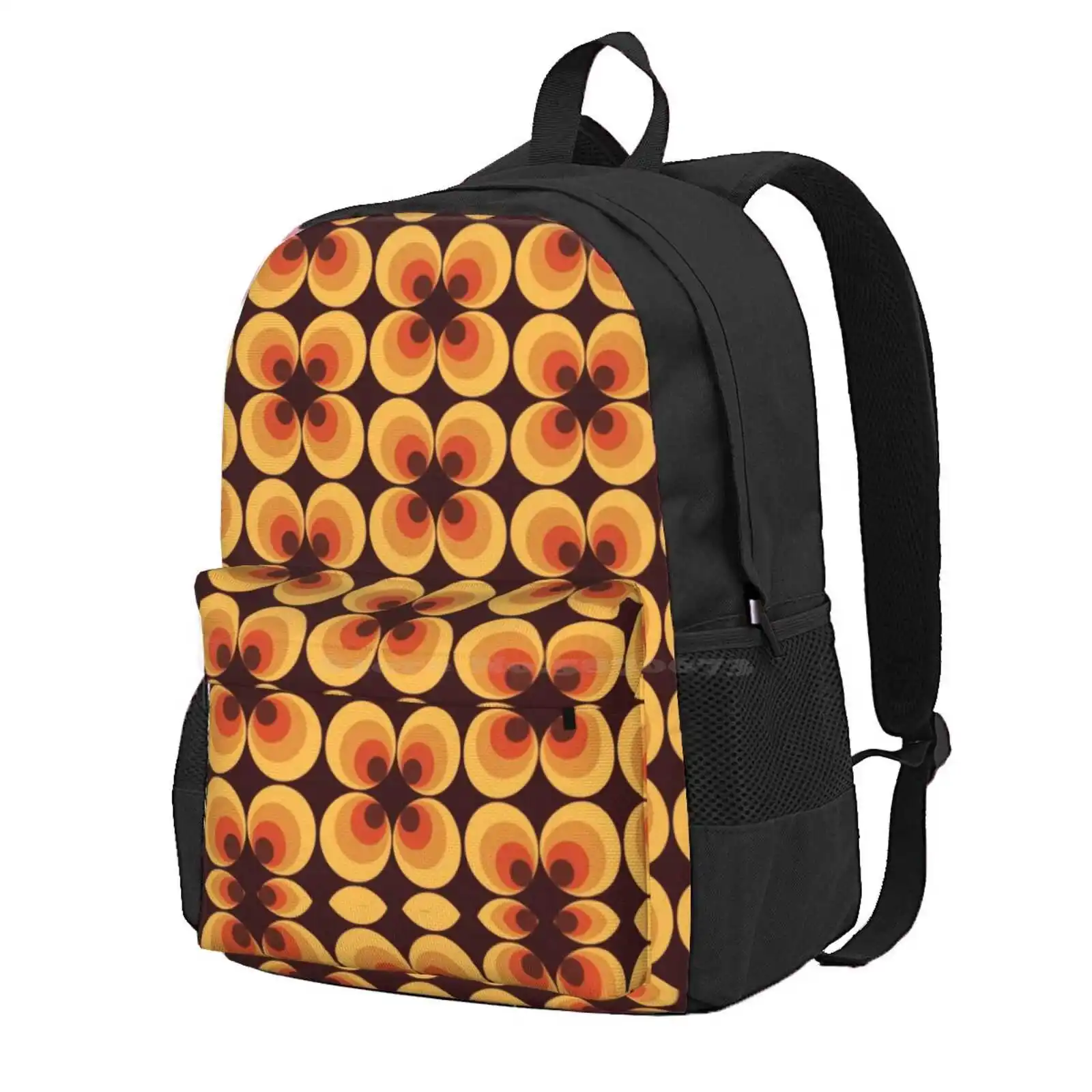 Retro Orange Hot Sale Schoolbag Backpack Fashion Bags Retro Vintage Kitsch Orange Cute Seventies 70S Fun Wallpaper Aesthetic