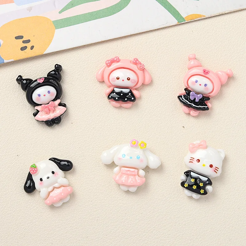 10 Pcs New Kawaii Cartoon Cute Biscuit Cat Series Resin Scrapbook Diy Jewelry Bow knot decorate Hairpin Accessories