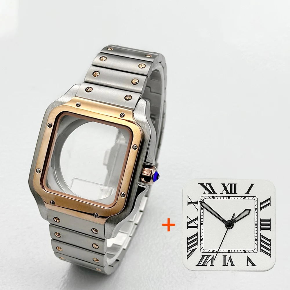 Customised 38mm NH36 NH35 Santo Watch Case and Strap for 7S26 NH35 NH36 Watch Case Transparent Back Cover Case
