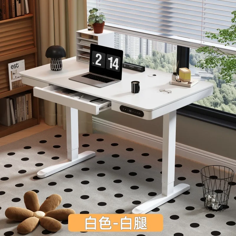 Smart electric height adjustable desktop and modern desktop with drawer unit