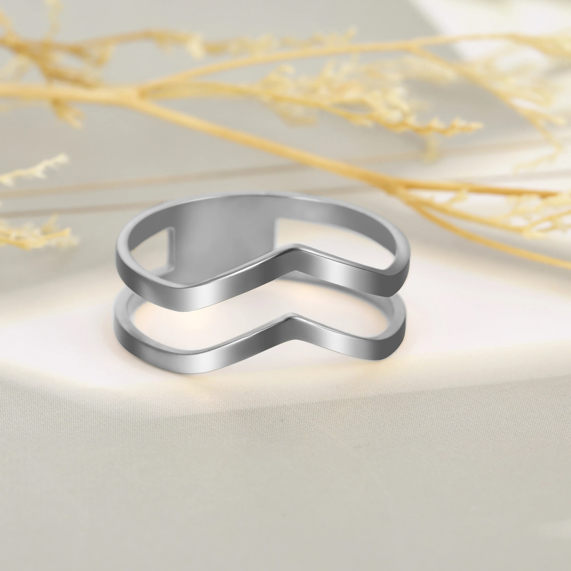 Lucktune Einfache Meereswellen-Ringe für Frauen, Edelstahl, trendige geometrische Ozean-Surf-Fingerringe, Schmuck, Hochzeit, Muttergeschenke – Detail 30