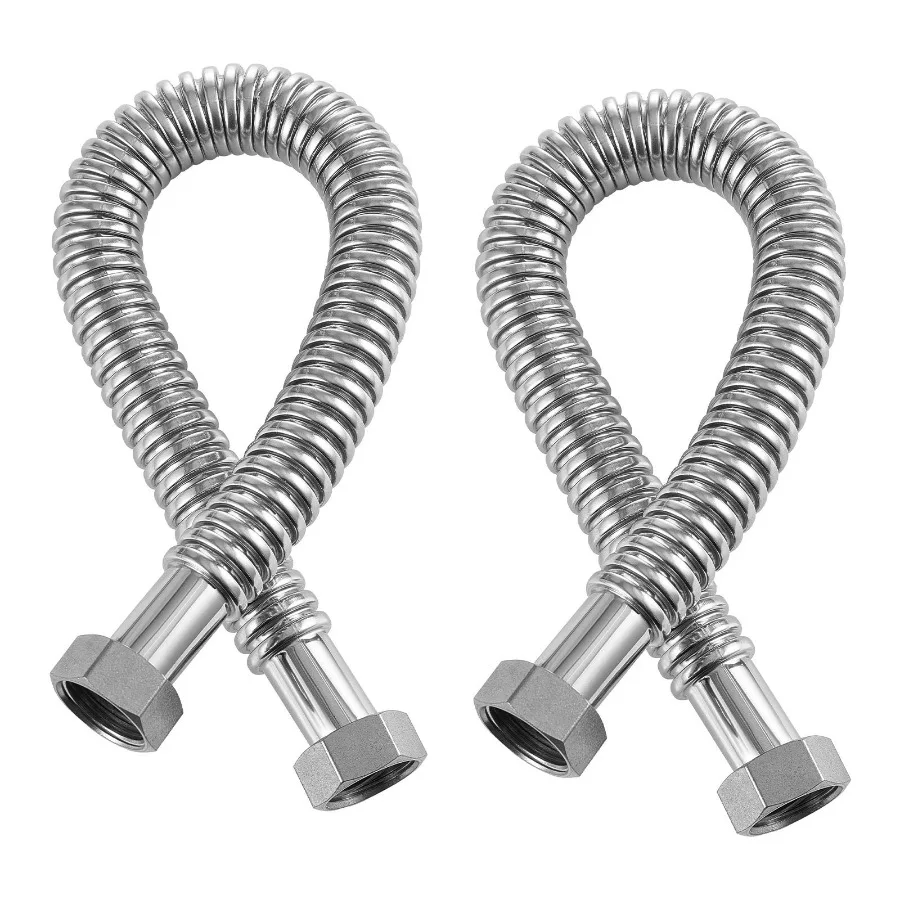 

24 Inch Water Heater Flex Connector Kit with 1 FIP x 1 FIP Connections for Bathroom Kitchen Laundry Room Boiler Room Installati