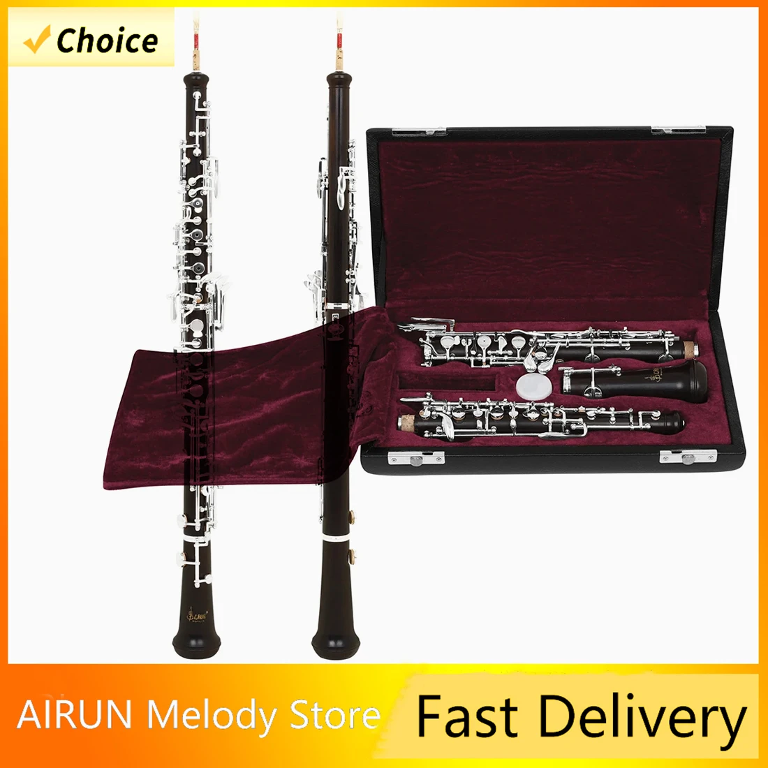 

SLADE Black 22 Key Oboe C-Key Fully Automatic Silver Plated Ebony Oboe with Instrument Case Suitable for Practice&Performance