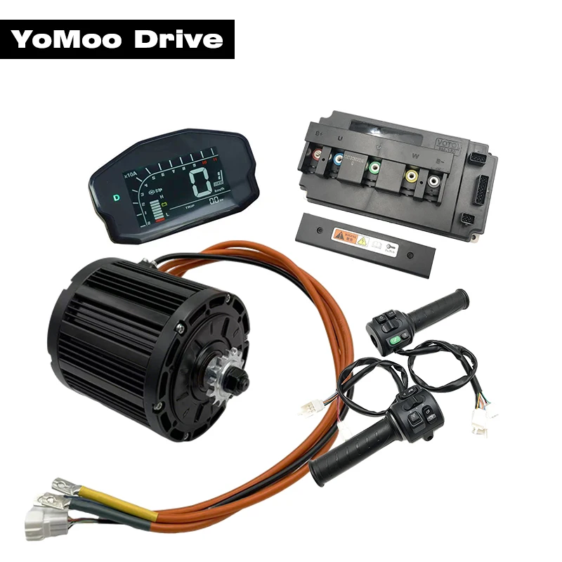 

QS138 72V 100KPH 3000W PMSM Mid Drive Motor with Votol EM150 Controller and DKD Display, T08 Throttle For Electric Motorcycle
