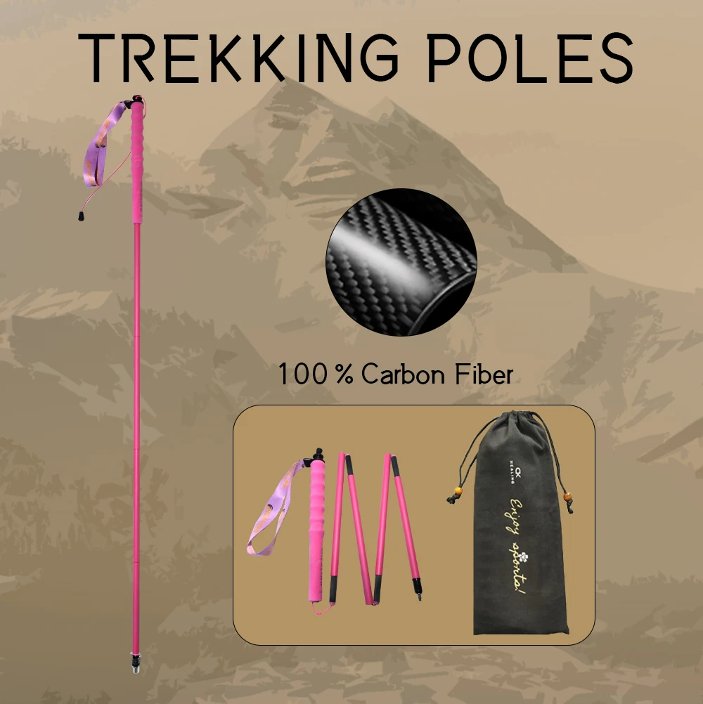 

Ultra Light Trekking Pole Carbon Folding Hiking Stick Collapsible Hiking Poles 115G Trekking Stick Walking Poles Walk 2025