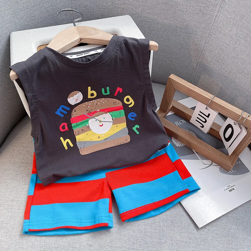 Baby Boys Clothes Sets Cotton T-Shirt + Shorts Suits Summer Toddler Casual Sleeveless Clothing Outfits For 0-4 Years