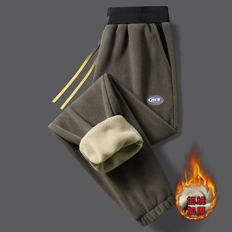 

New Autumn and Winter Fashion Trend Thickened Warm Lamb Wool Sanitary Pants For Men's Casual Loose Sports High-Quality Pants
