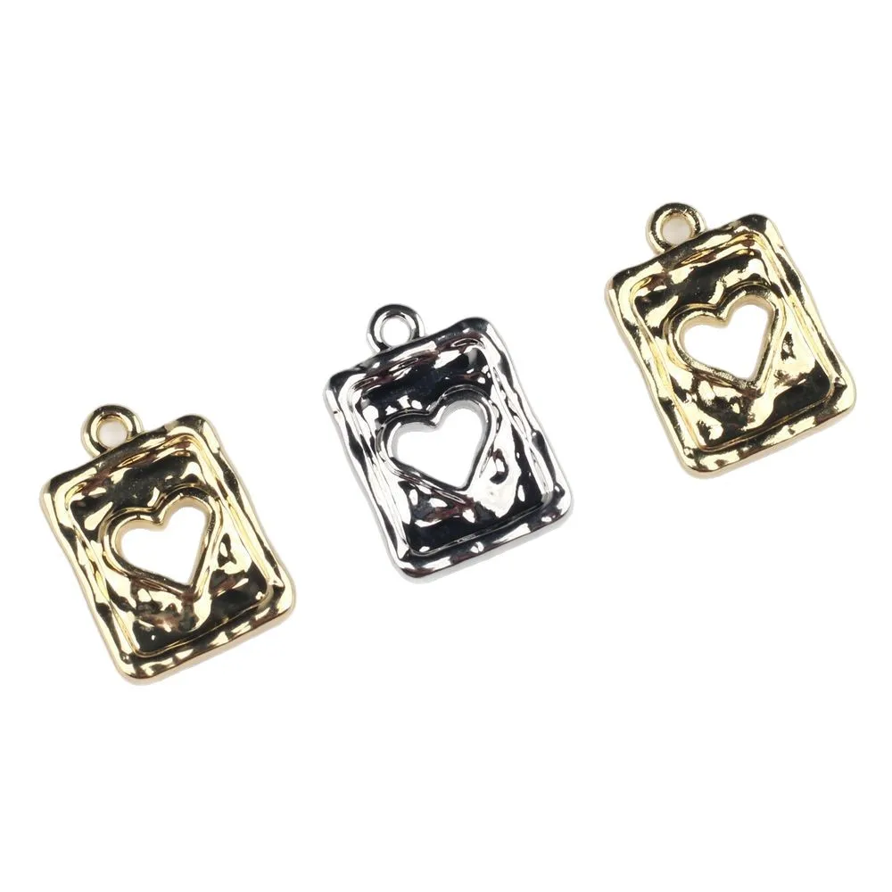 10pcs/lot 10*15MM Zinc Alloy Hollowed-out Heart-shaped Square Pendant Charms DIY Necklace Bracelet Earrings Accessories