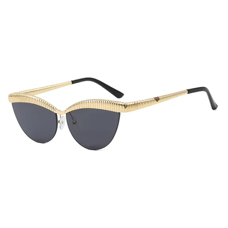 Cat eye half frame eyebrow modeling sunglasses ladies fashion decorative glasses