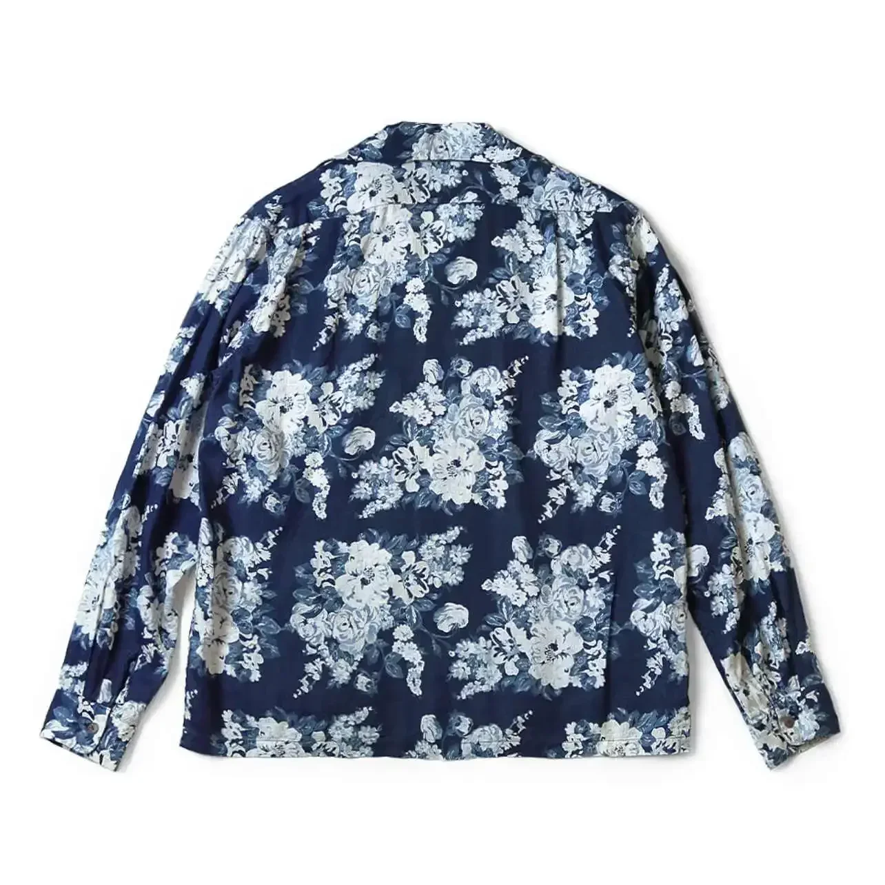 24AW KAPITAL Hirata Kazuhiro Japanese Casual Dye Blue Flower Breasted Loose Long Sleeved Shirt for Men