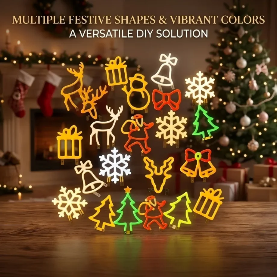 Banquet Table Backdrop Ornament 3V LED Filament Christmas Irregular Multicolor Decorative Ambience Light Unique Handmade Package