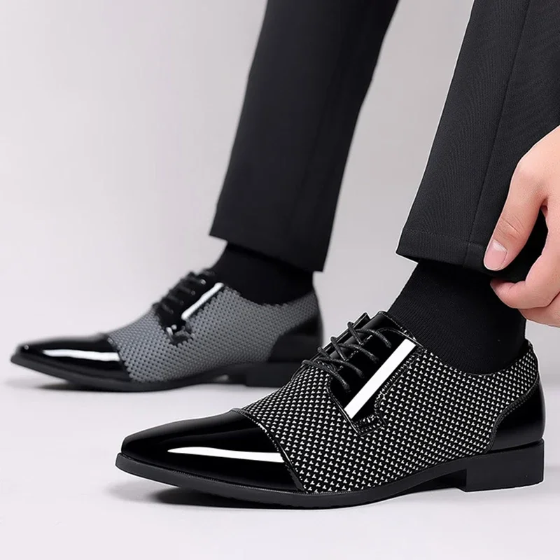 Trend klassische Männer Kleid Schuhe für Männer Oxfords Lack leder Schuhe schnüren formale schwarze Leder Hochzeits feier Schuhe