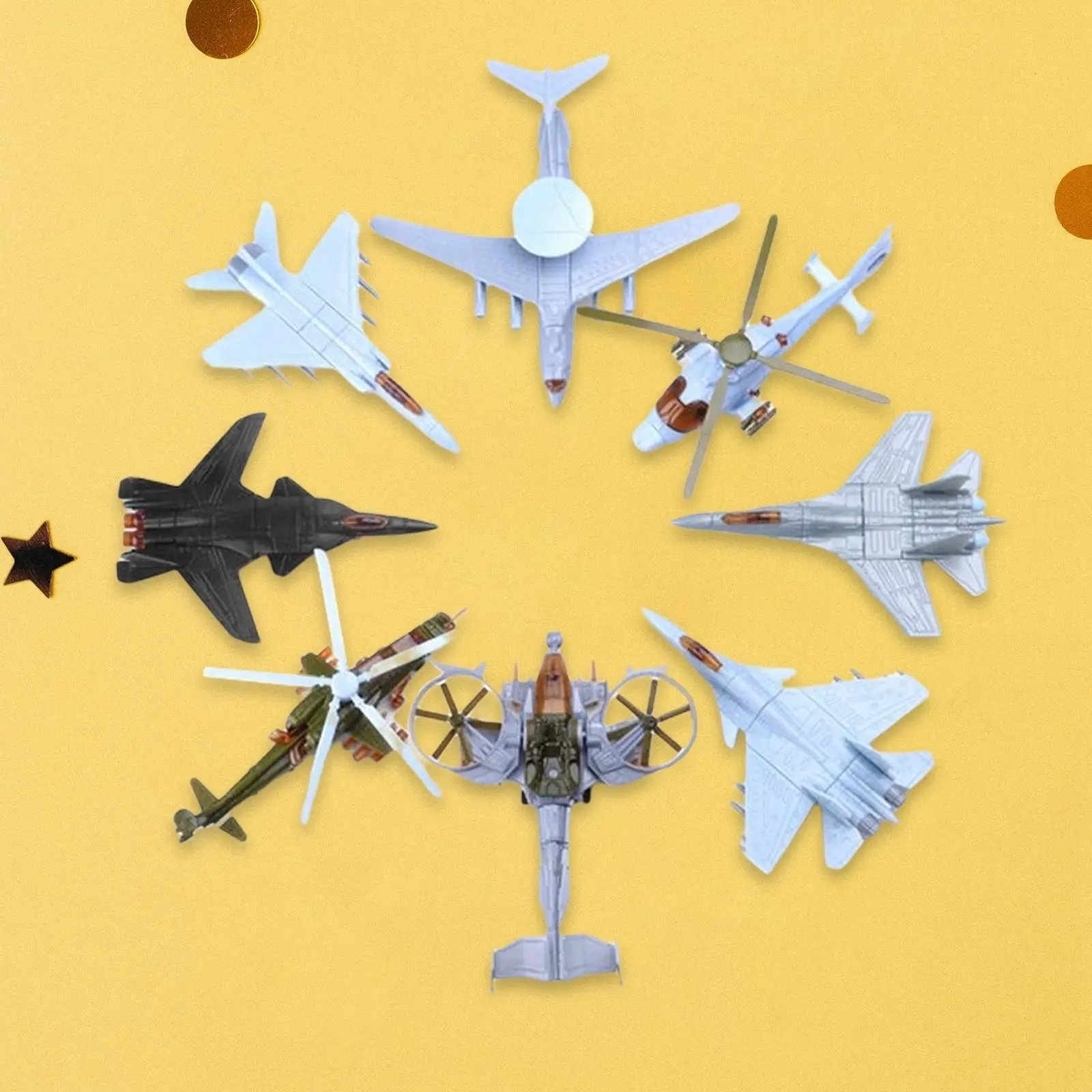 8x Realistic 4D DIY Toys Fighter Model Static Display for Collection Gift