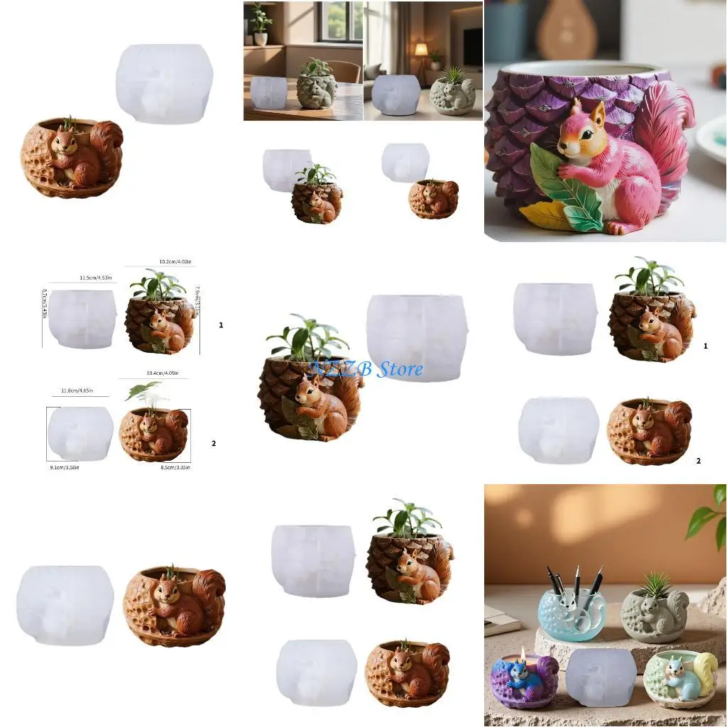 T21F المهنية السنجاب شكل قالب الغراس الراتنج قوالب خرسانة سيليكون زهور قوالب مناسبة للمشاريع الحرفية #1