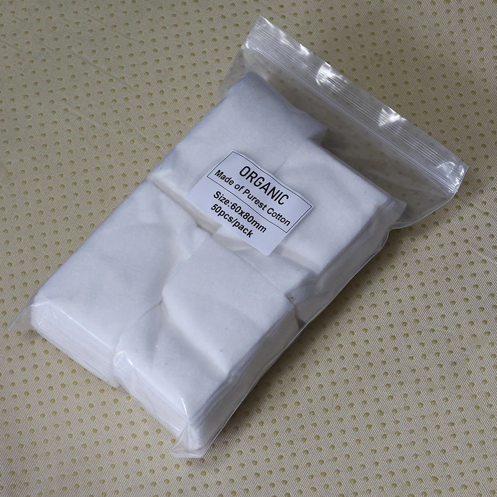 وسادة ناعمة من القطن 100% العضوي الياباني 50/100 ورقة 60 × 80 مم قطن مكرر غير مبيض