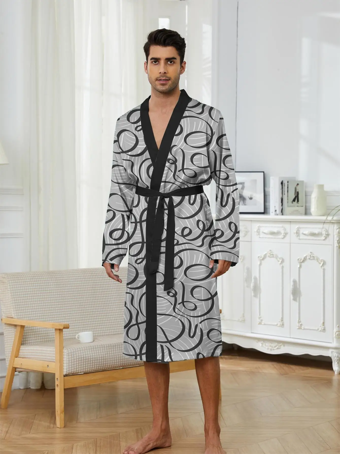 1pcs Men's Robes 2026 Spring/Summer Sleepwear Breathable 3D Printed Robe man Shower robe Sleepwear sleepwear Graphic