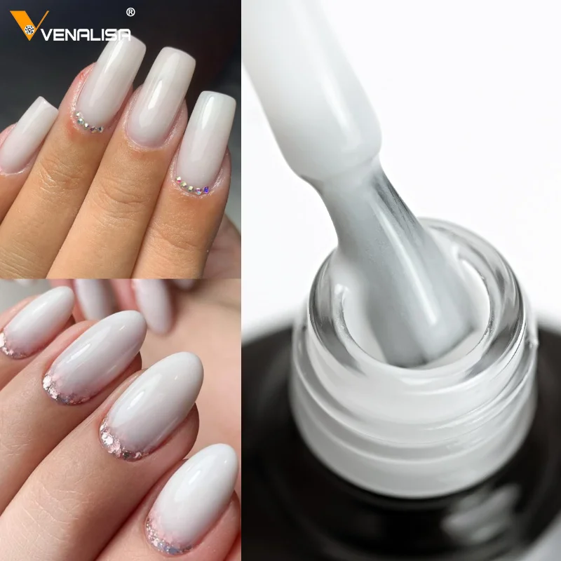 Venalisa Color Rubber Base Coat Jelly Pink Nail Polish 7.5ml Soak Off UV LED Natural Nude Soft Consistency Pastel Nail Manicure