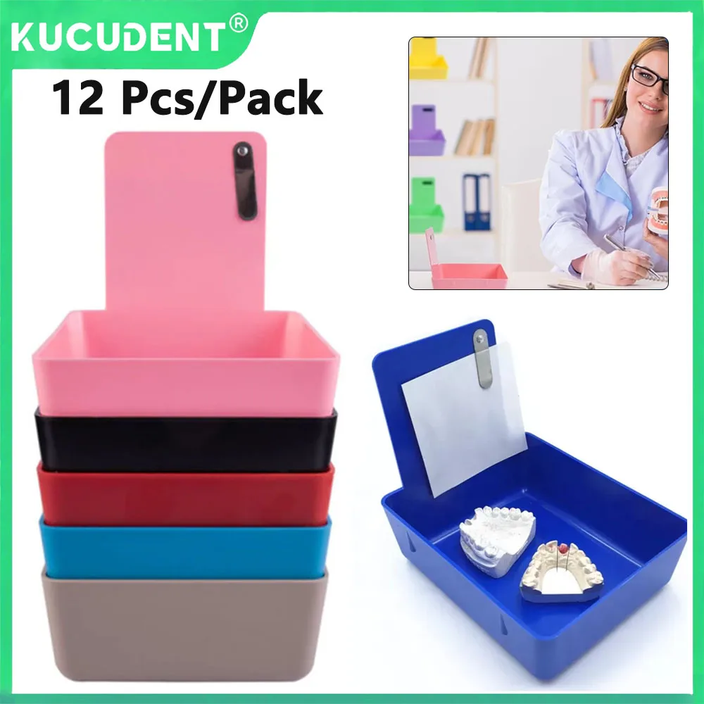 

12 шт. органайзер для стоматологической лаборатории, красочные пластиковые рабочие лотки из полипропилена с металлическими зажимами, держателями для инструментов для хранения инструментов