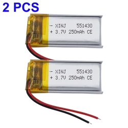 2Pcs 3.7V 250mAh 0.925Wh Rechargeable Replacement Li Lipo Battery 551430 For GPS Sat Nav MP3 MP4 Recording Pen Bluetooth Speaker