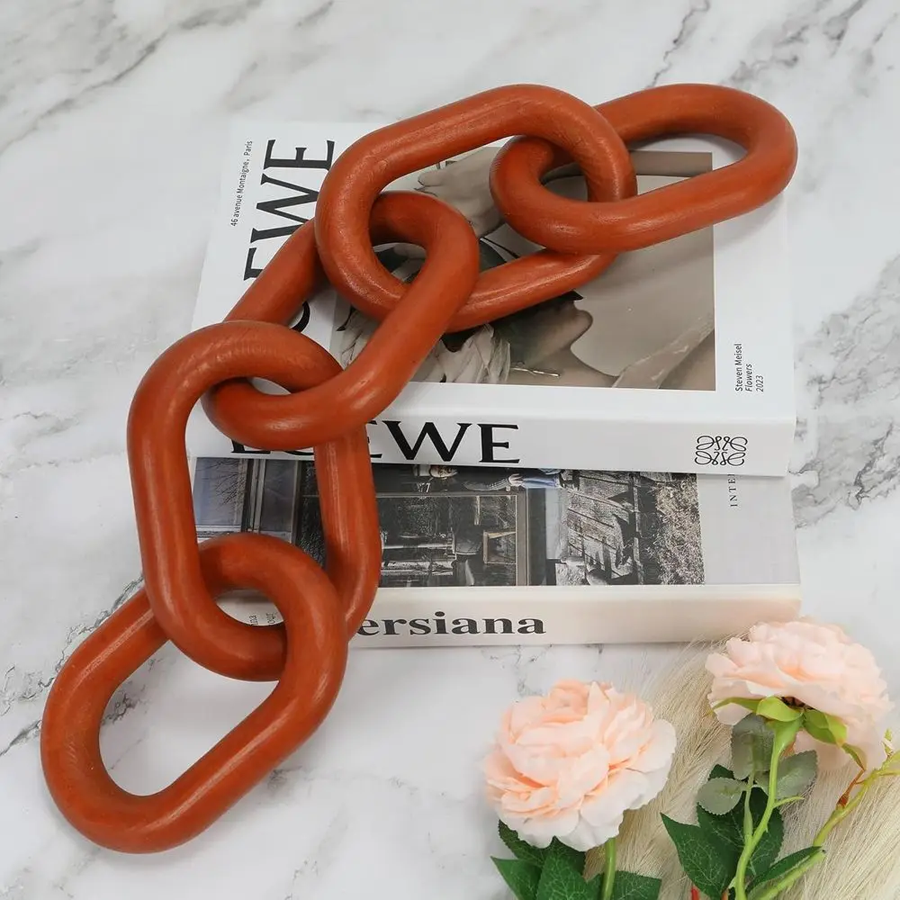 

5-Link Wooden Decorative Chain for Home Accents, Coffee Table & Bookshelf Aesthetics