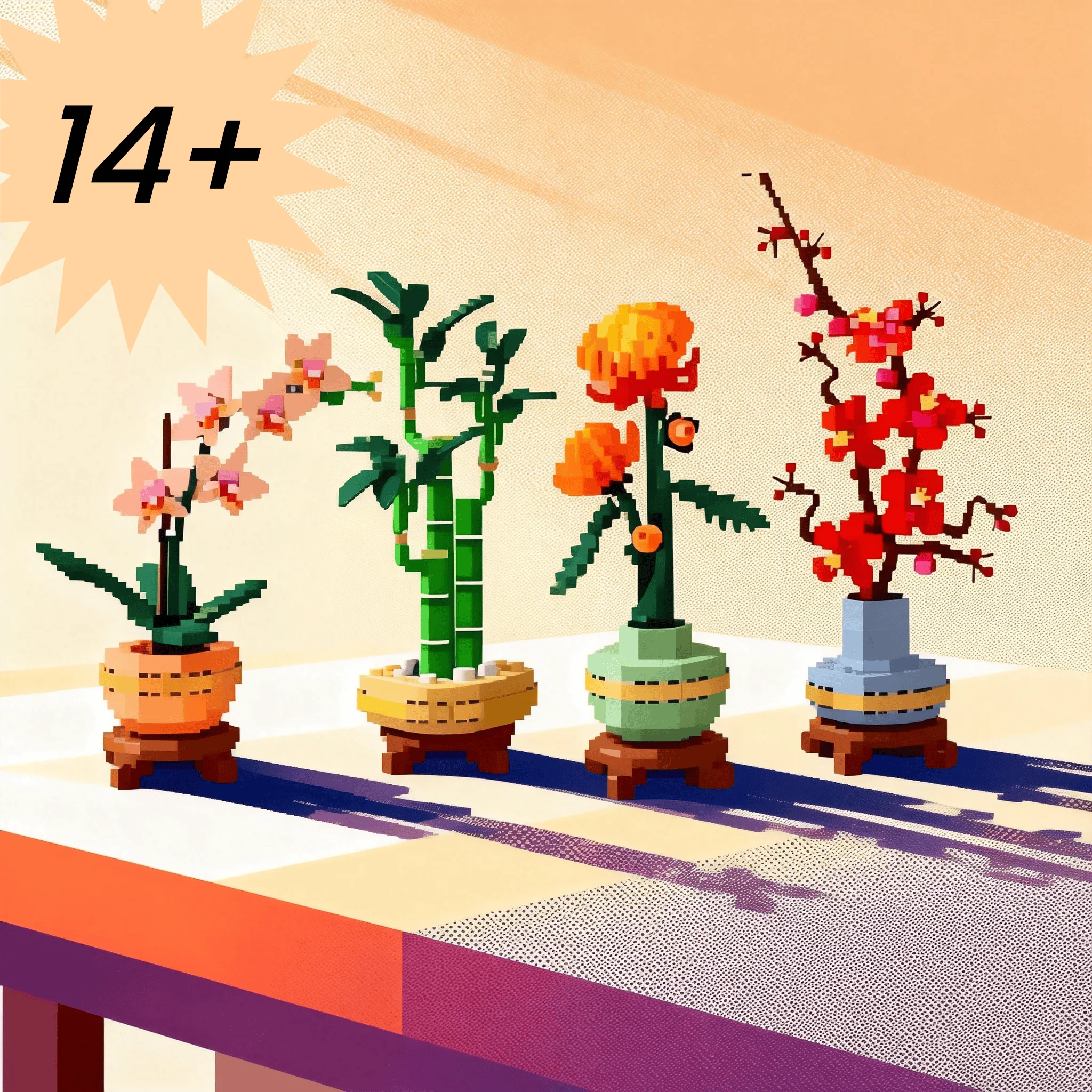 

Home decoration 2026 new plant series MOC plum orchid bamboo chrysanthemum interesting model brick assembly toy creative adult g