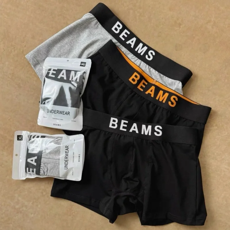 صور حقيقية السراويل القطن مطاطا حزام الحزم رسالة شعار زاوية مسطحة واسعة حافة الجاكار الرجال الملابس الداخلية